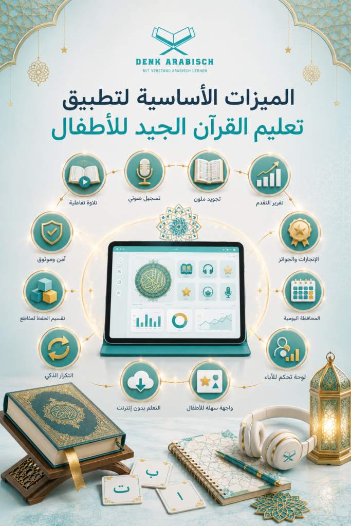 الميزات الأساسية لتطبيق تعليم القرآن الجيد للأطفال